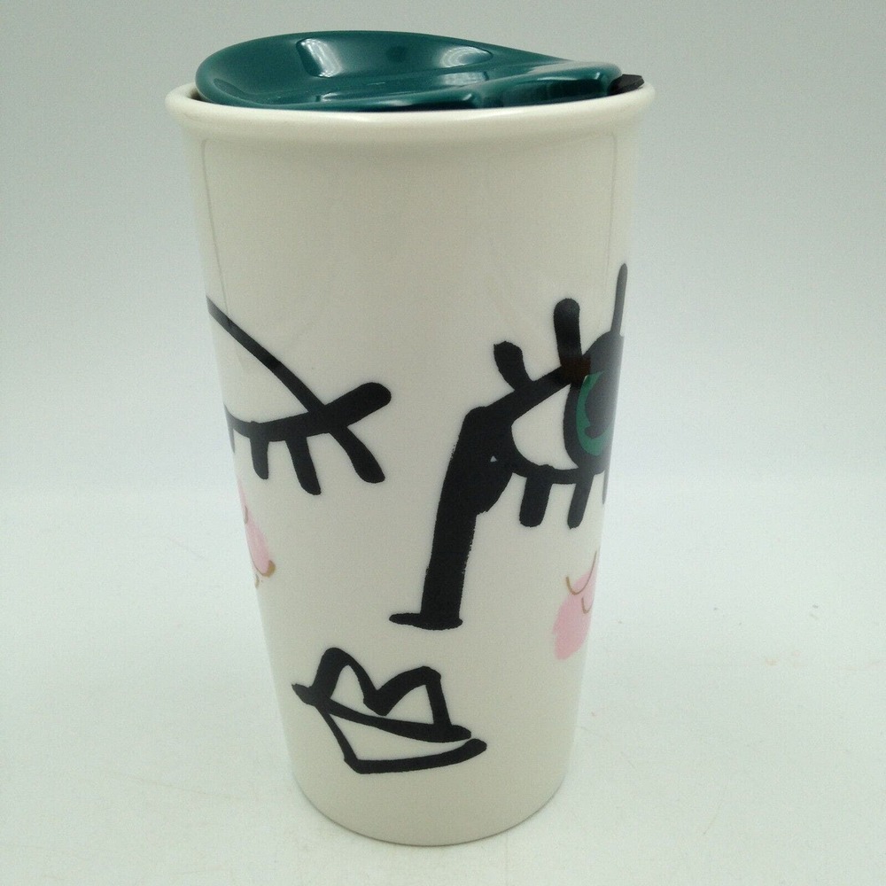 Starbucks Siren Face 2014 Anniversary To Go Coffee Cup Mug 12oz Double Walled